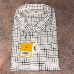 Duck Head Men's White and Blue Plaid Shirt